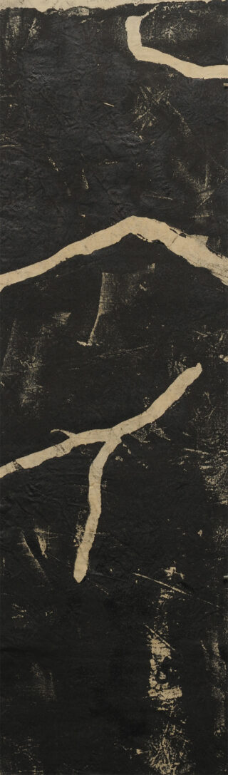 Corsin Fontana, Ohne Titel, 1987, Linolschnitt auf Holz, 92 x 27,5 cm (Ausschnitt)