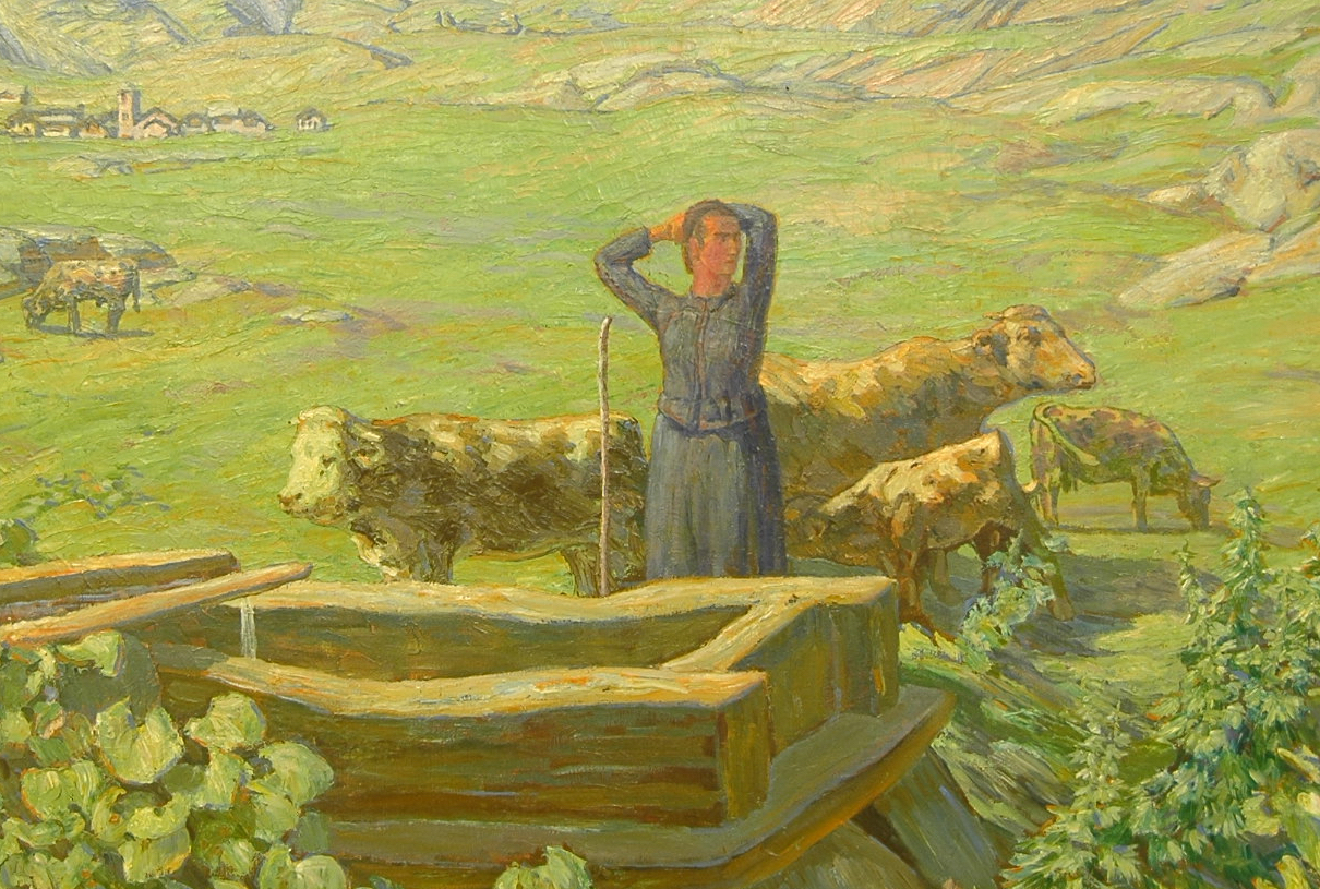Erich Erler, Im ersten Grün, Öl auf Leinwand, 94,8 x 120,5 cm (Ausschnitt)